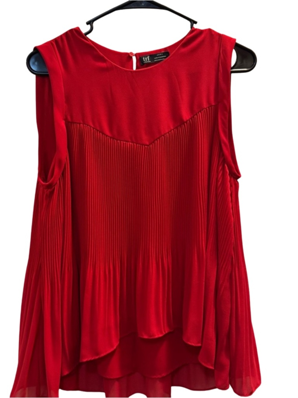 Zara Vibrant Red Pleated Blouse Size M